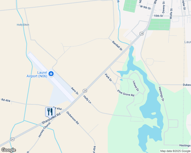 map of restaurants, bars, coffee shops, grocery stores, and more near 8955 Sharptown Road in Laurel