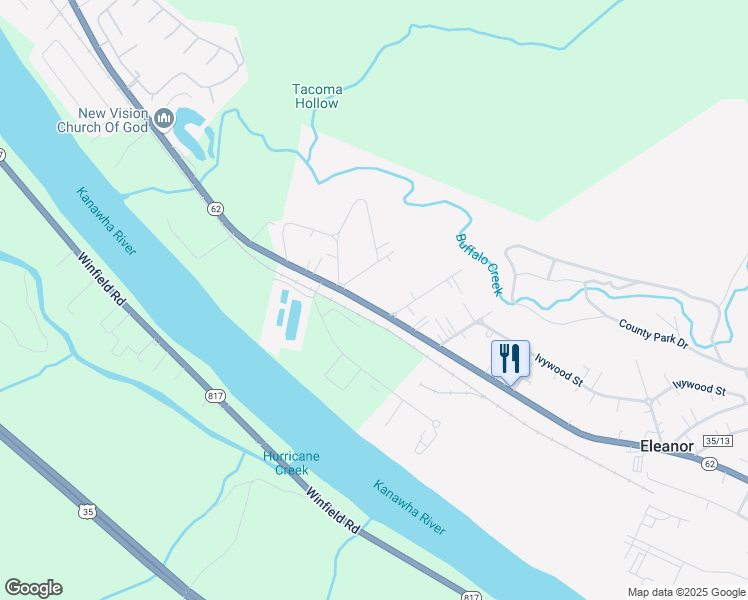 map of restaurants, bars, coffee shops, grocery stores, and more near 13262 Charleston Road in Eleanor
