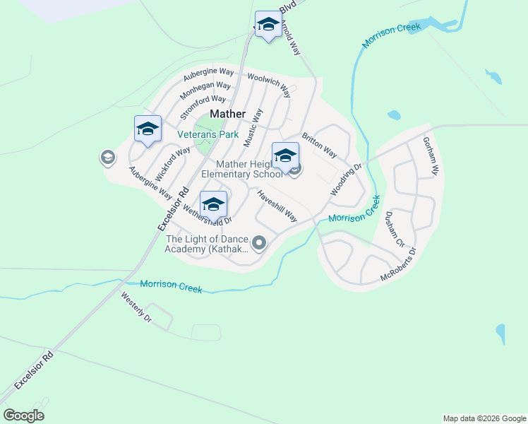 map of restaurants, bars, coffee shops, grocery stores, and more near 4409 Powell Drive in Sacramento County