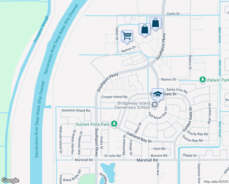 map of restaurants, bars, coffee shops, grocery stores, and more near 3294 Falcon Court in West Sacramento