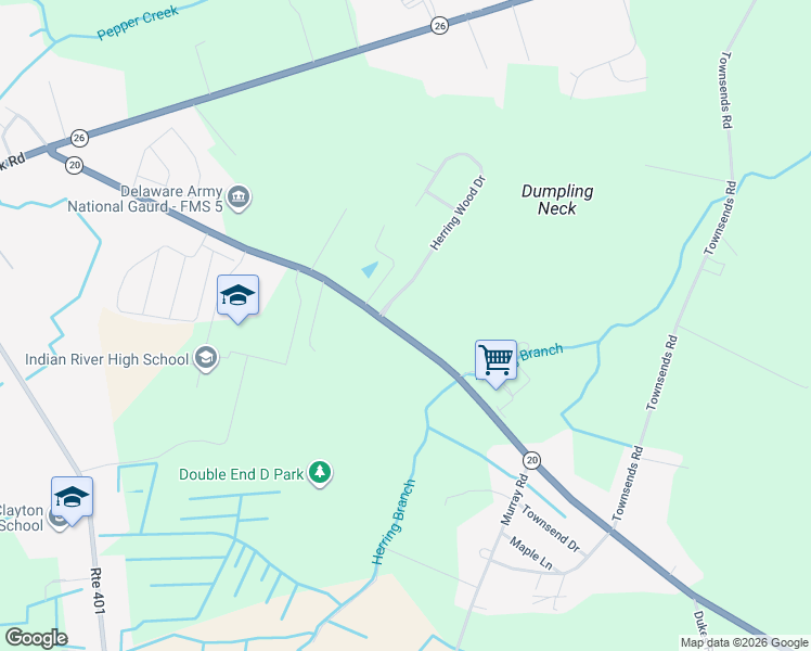 map of restaurants, bars, coffee shops, grocery stores, and more near 30249 Armory Road in Dagsboro