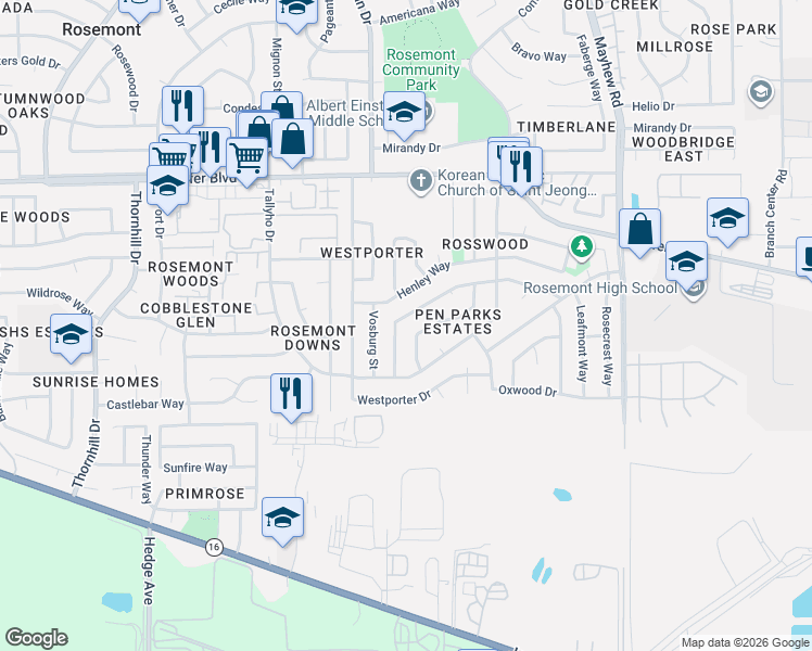 map of restaurants, bars, coffee shops, grocery stores, and more near 9082 Clendenen Way in Sacramento