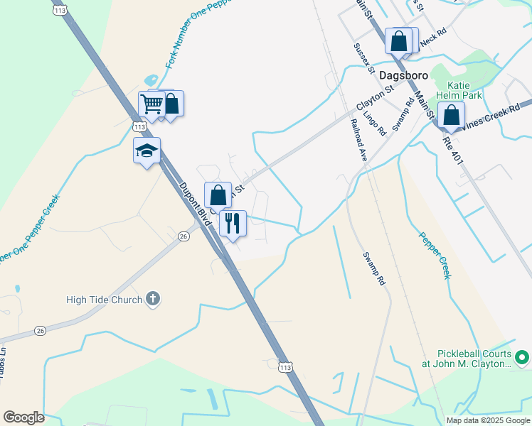 map of restaurants, bars, coffee shops, grocery stores, and more near 29565 Phoenix Avenue in Dagsboro