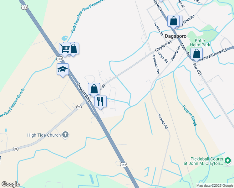 map of restaurants, bars, coffee shops, grocery stores, and more near 29565 Phoenix Avenue in Dagsboro