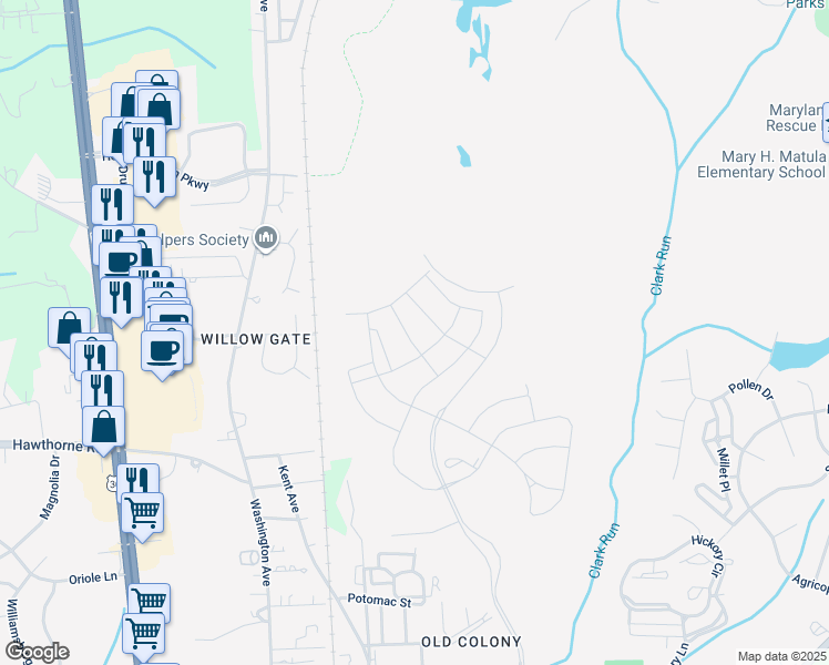 map of restaurants, bars, coffee shops, grocery stores, and more near 484 Wood Grain Avenue in La Plata