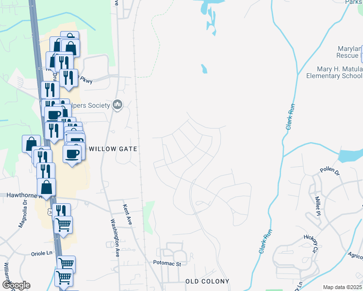 map of restaurants, bars, coffee shops, grocery stores, and more near 484 Wood Grain Avenue in La Plata