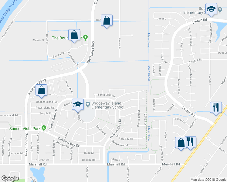 map of restaurants, bars, coffee shops, grocery stores, and more near 3223 Santa Cruz Road in West Sacramento