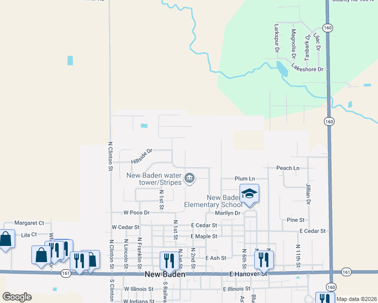 map of restaurants, bars, coffee shops, grocery stores, and more near 604 Westminster Place in New Baden