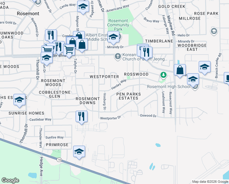 map of restaurants, bars, coffee shops, grocery stores, and more near 9113 Clendenen Way in Sacramento