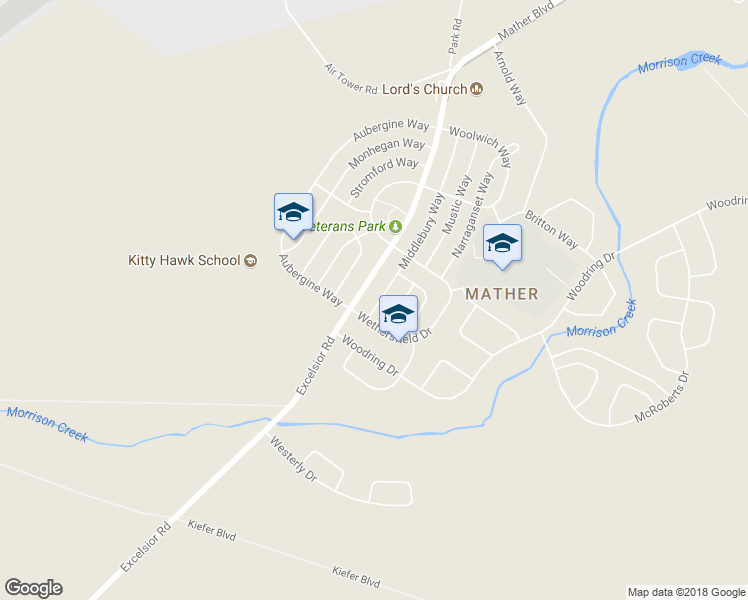 map of restaurants, bars, coffee shops, grocery stores, and more near 4412 Middlebury Way in Sacramento County