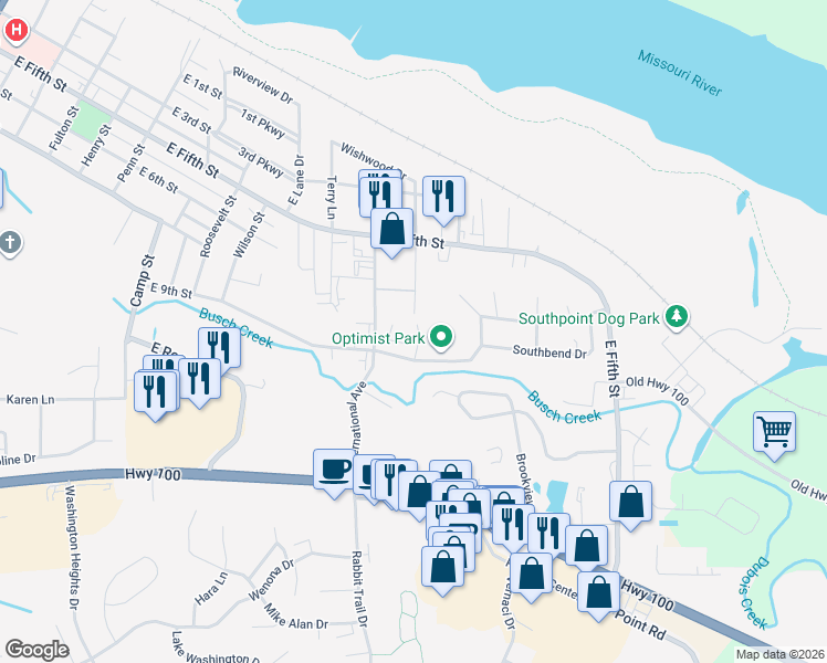 map of restaurants, bars, coffee shops, grocery stores, and more near 602 Alberta Lane in Washington