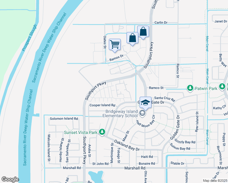 map of restaurants, bars, coffee shops, grocery stores, and more near 3515 Sparrow Court in West Sacramento