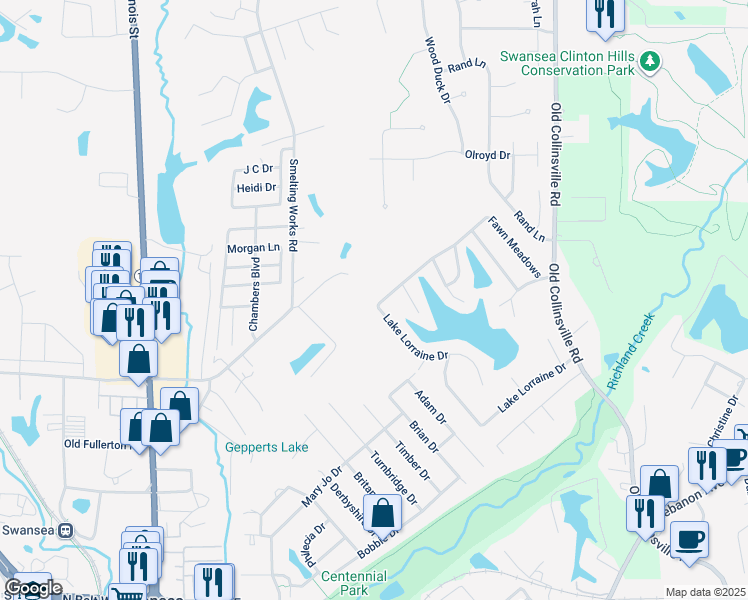 map of restaurants, bars, coffee shops, grocery stores, and more near 144 Lake Lorraine Drive in Swansea