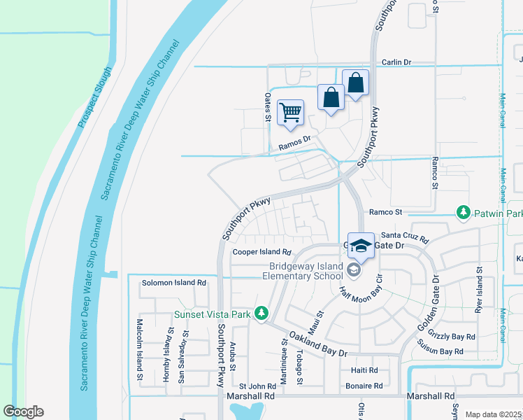 map of restaurants, bars, coffee shops, grocery stores, and more near 3125 Tanager Court in West Sacramento