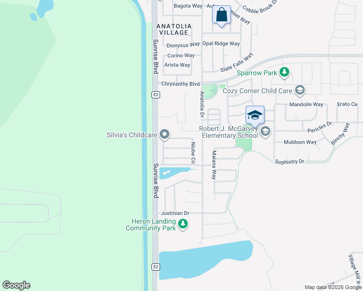 map of restaurants, bars, coffee shops, grocery stores, and more near 11747 Arete Way in Rancho Cordova