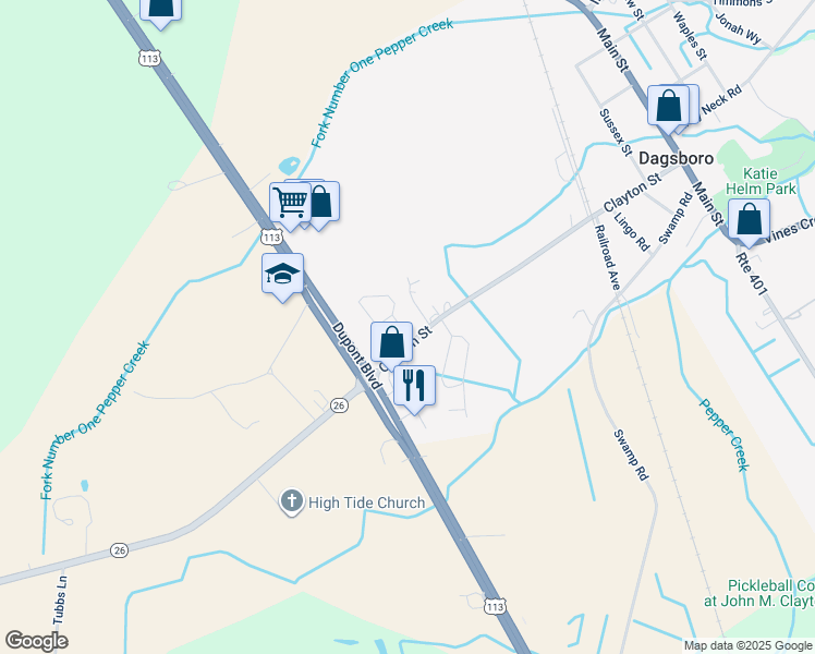 map of restaurants, bars, coffee shops, grocery stores, and more near 32342 Cea Dag Circle in Dagsboro
