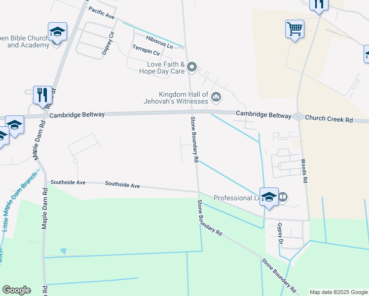 map of restaurants, bars, coffee shops, grocery stores, and more near 1600 Winters Court in Cambridge