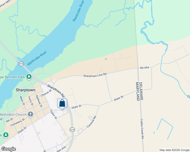 map of restaurants, bars, coffee shops, grocery stores, and more near 26047 Sharptown Line Road in Mardela Springs