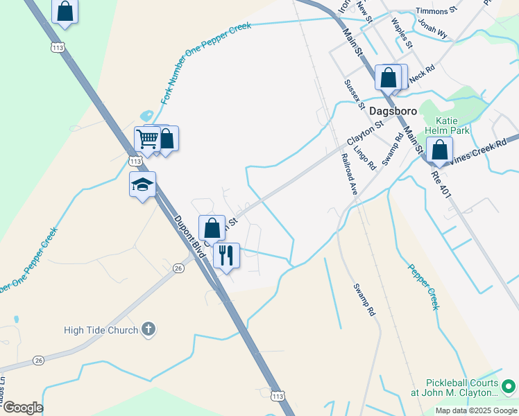 map of restaurants, bars, coffee shops, grocery stores, and more near 28397 Clayton Street in Dagsboro