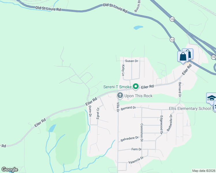 map of restaurants, bars, coffee shops, grocery stores, and more near 1 Dottie Drive in Belleville