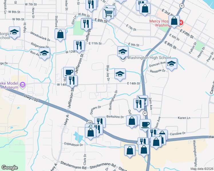 map of restaurants, bars, coffee shops, grocery stores, and more near 365 East 14th Street in Washington