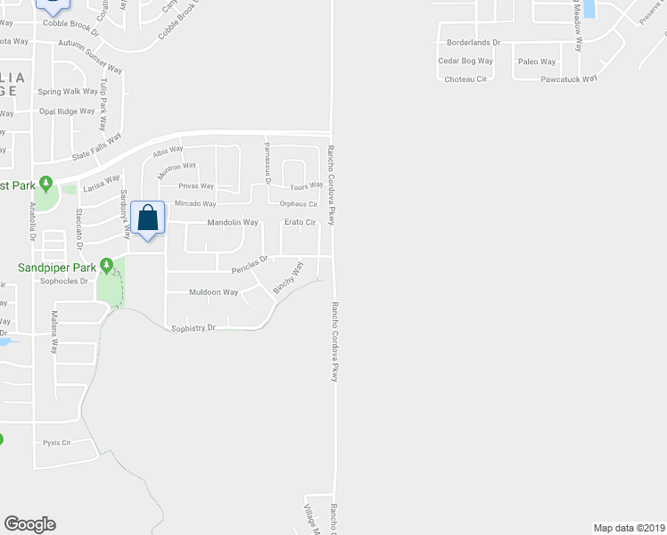 map of restaurants, bars, coffee shops, grocery stores, and more near 4290 Rancho Cordova Parkway in Rancho Cordova