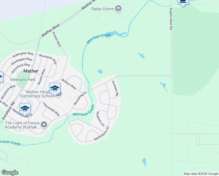 map of restaurants, bars, coffee shops, grocery stores, and more near 4339 McRoberts Drive in Sacramento County