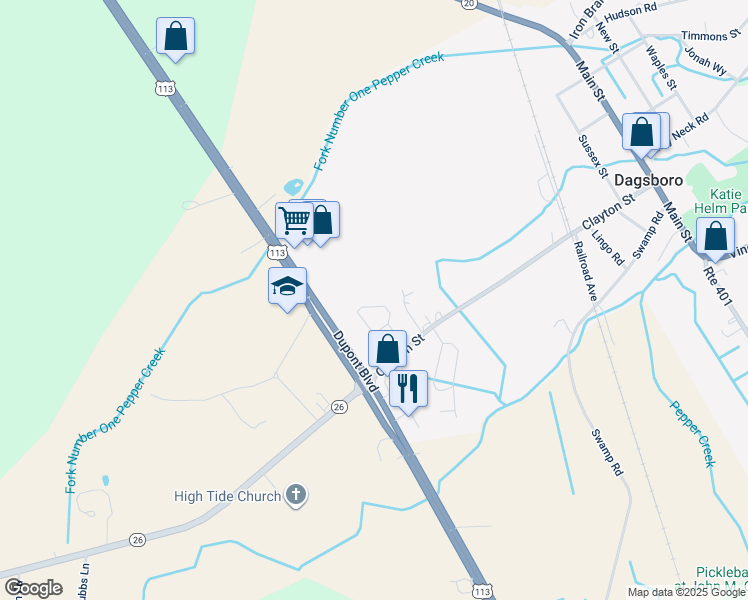 map of restaurants, bars, coffee shops, grocery stores, and more near 32362 Cea Dag Circle in Dagsboro
