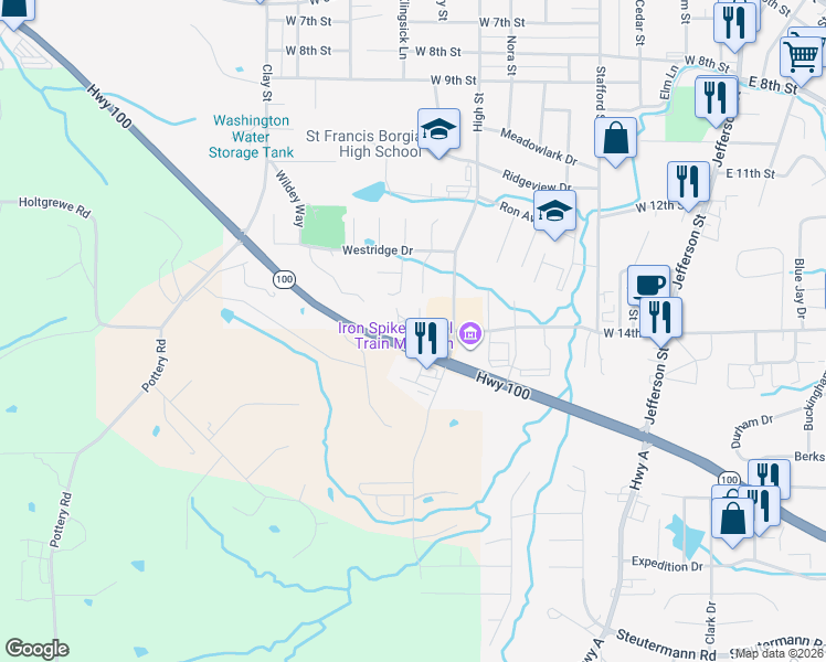 map of restaurants, bars, coffee shops, grocery stores, and more near 910 West 14th Street in Washington