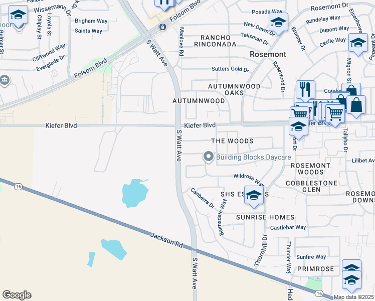 map of restaurants, bars, coffee shops, grocery stores, and more near 8913 Alderson Avenue in Sacramento