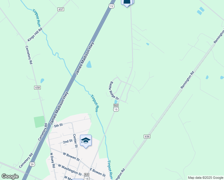 map of restaurants, bars, coffee shops, grocery stores, and more near 11701 Battle Ridge Drive in Remington