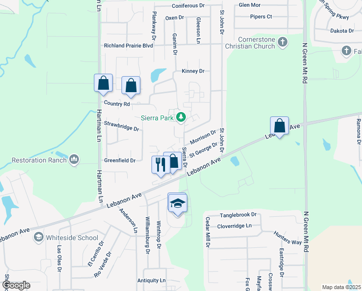 map of restaurants, bars, coffee shops, grocery stores, and more near 105 Sierra Drive in Belleville