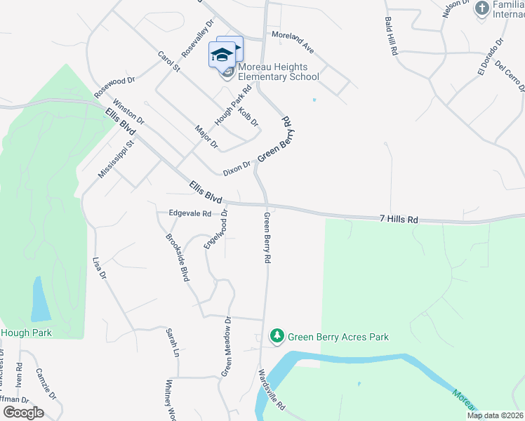 map of restaurants, bars, coffee shops, grocery stores, and more near 1700 Green Berry Road in Jefferson City