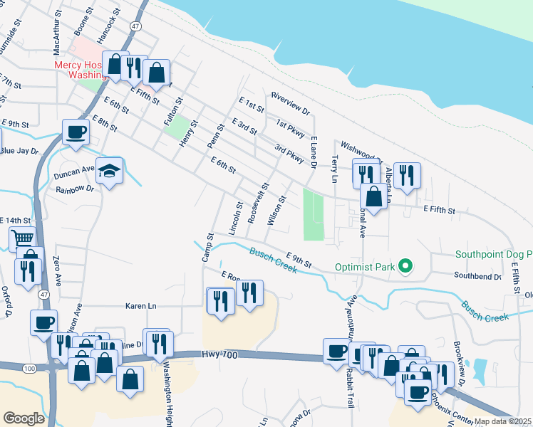 map of restaurants, bars, coffee shops, grocery stores, and more near 800 Roosevelt Street in Washington