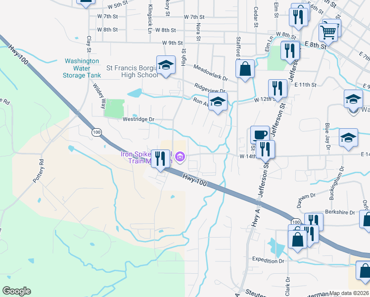 map of restaurants, bars, coffee shops, grocery stores, and more near 910 West 14th Street in Washington