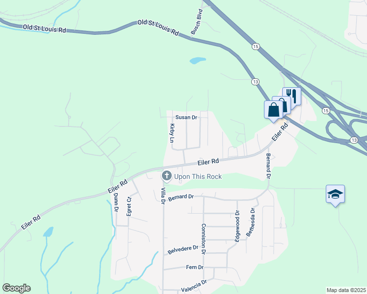 map of restaurants, bars, coffee shops, grocery stores, and more near 701 Sunnyhill Drive in Belleville