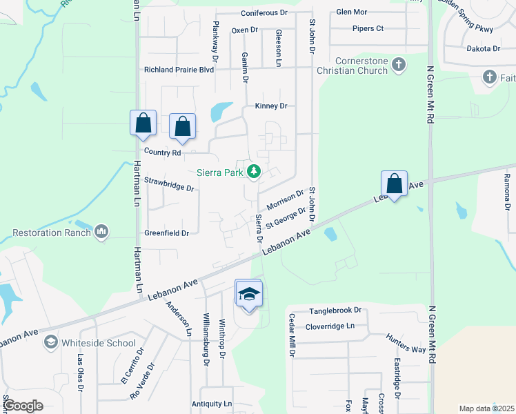 map of restaurants, bars, coffee shops, grocery stores, and more near 105 Sierra Drive in Belleville