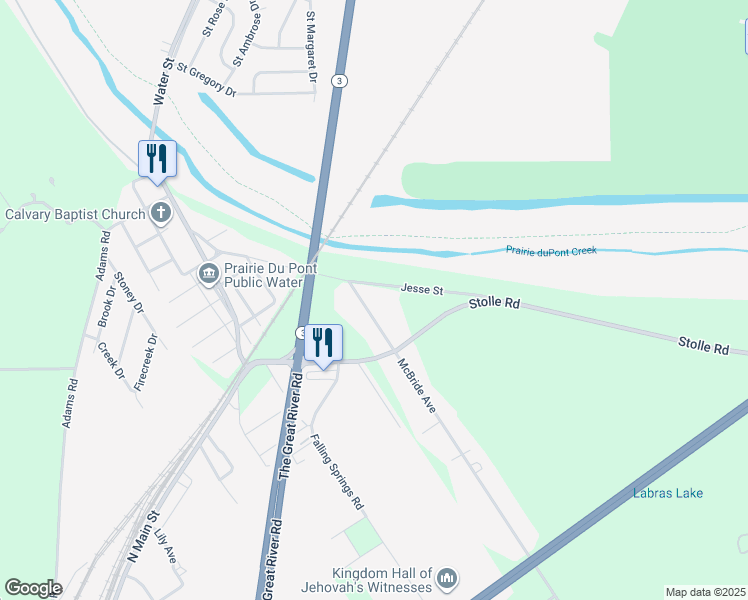 map of restaurants, bars, coffee shops, grocery stores, and more near 336 McBride Avenue in Dupo