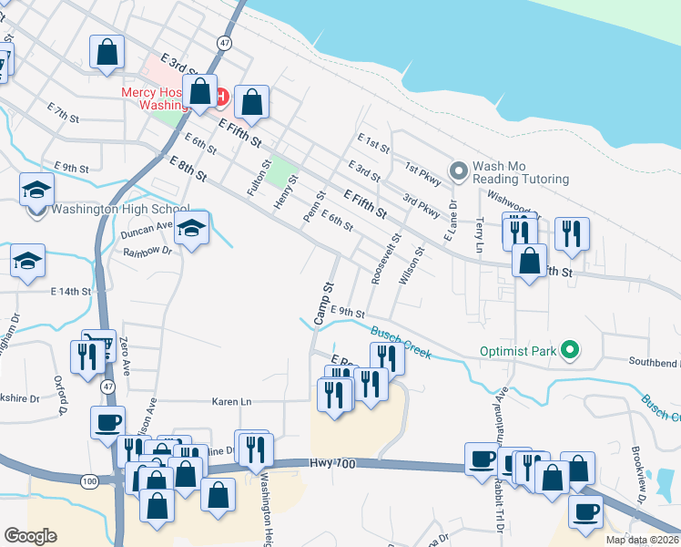 map of restaurants, bars, coffee shops, grocery stores, and more near 807 Lincoln Street in Washington