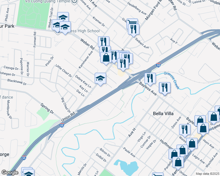 map of restaurants, bars, coffee shops, grocery stores, and more near 4210 Fatima Drive in St. Louis