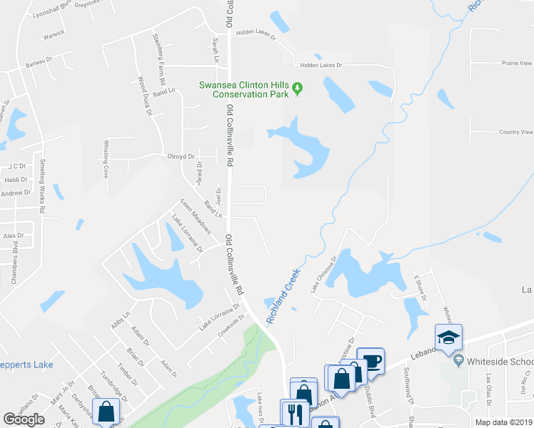 map of restaurants, bars, coffee shops, grocery stores, and more near 36 Clinton Hill Drive in Belleville