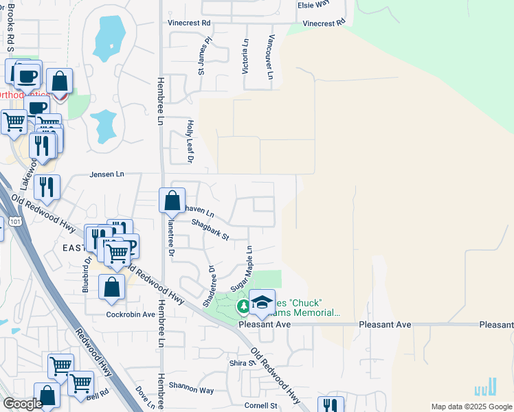 map of restaurants, bars, coffee shops, grocery stores, and more near 206 Persimmon Place in Windsor