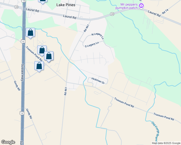 map of restaurants, bars, coffee shops, grocery stores, and more near 12125 Hickman Drive in Laurel
