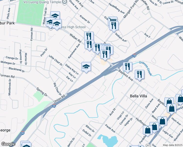 map of restaurants, bars, coffee shops, grocery stores, and more near 4210 Fatima Drive in St. Louis
