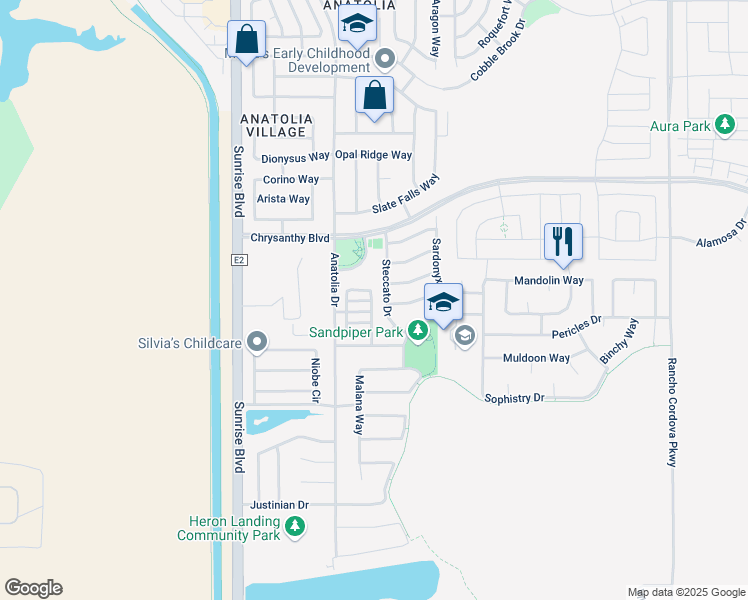 map of restaurants, bars, coffee shops, grocery stores, and more near 4358 Mount Kisco Way in Rancho Cordova