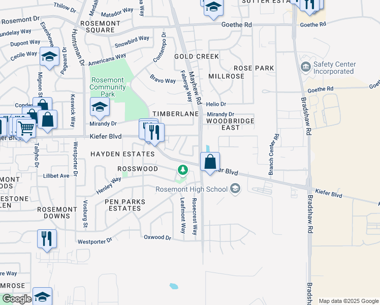 map of restaurants, bars, coffee shops, grocery stores, and more near 4012 Hellenic Drive in Sacramento