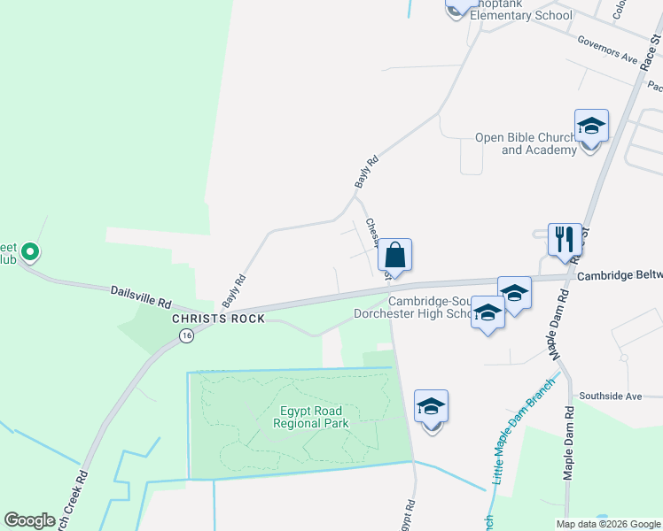 map of restaurants, bars, coffee shops, grocery stores, and more near 1601 Paxmore Lane in Cambridge