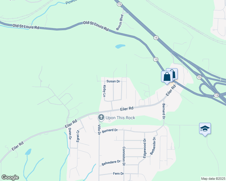 map of restaurants, bars, coffee shops, grocery stores, and more near Indian Hill Drive in Belleville