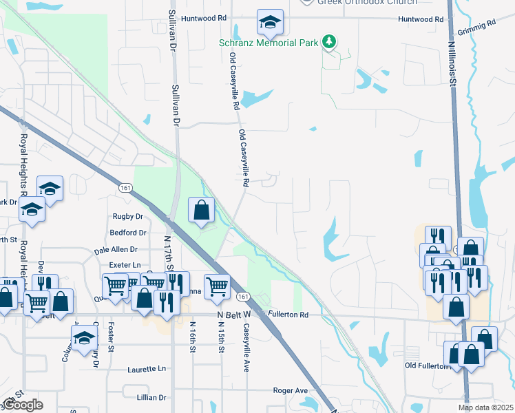 map of restaurants, bars, coffee shops, grocery stores, and more near 2904 Old Caseyville Road in Swansea