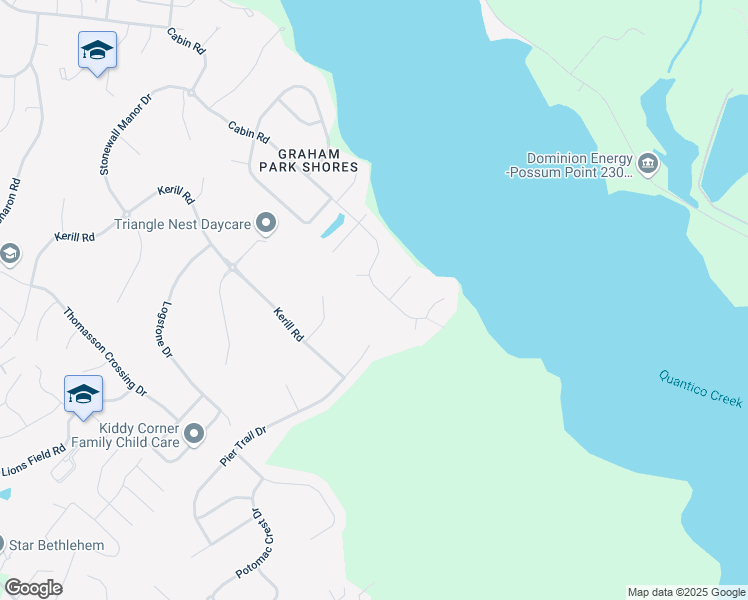 map of restaurants, bars, coffee shops, grocery stores, and more near 18518 Cabin Road in Triangle